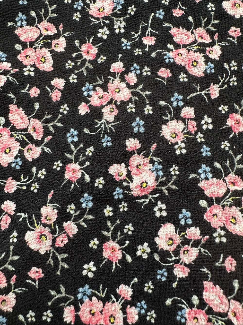 H&M Dainty Floral Ladder Trim 3/4 Bell Sleeve Dress Black Pink 4 - Picture 9 of 10